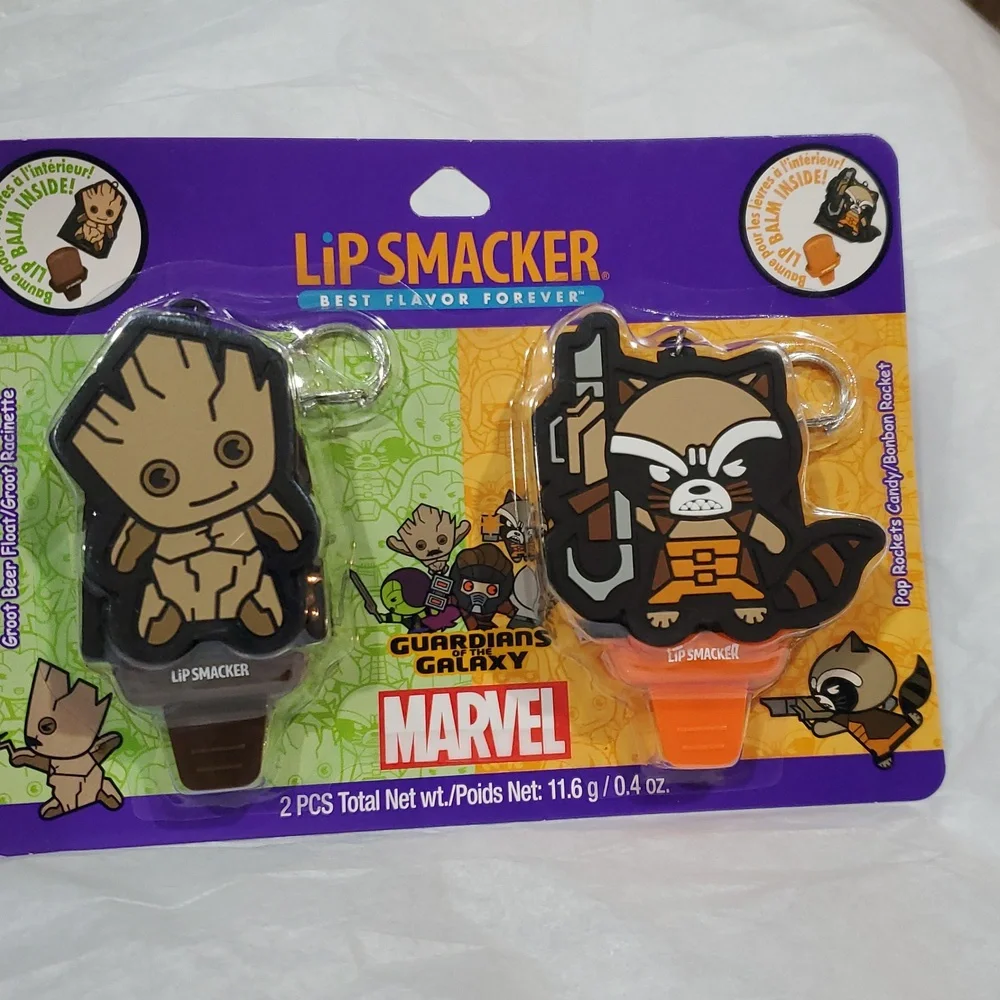 Marvel Guardians of the galaxy 2pack‎ lip smacker lip balm key chain holder new